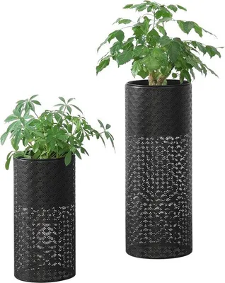 Produktbild von Set aus 2 schwarzen Blumentöpfen aus Standard-Metall