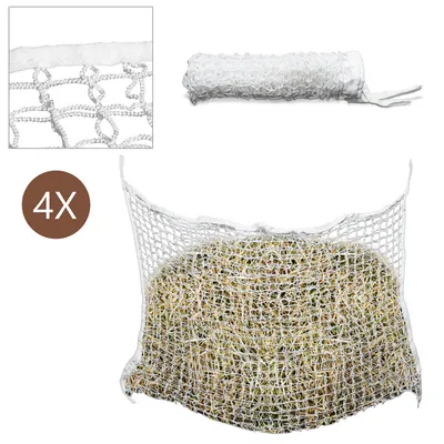 Zdjęcie produktu dla Jopassy siatka na siano stojak na siano siatka na siano worek na siano siatka na paszę, konie bardzo gęsta siatka 3 cm 4 sztuki 120 x 90 cm