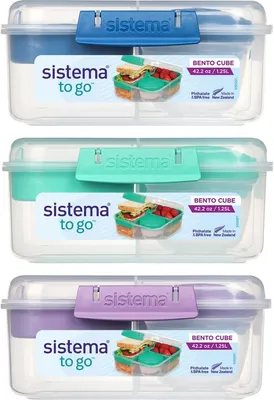 Image de Sistema® TO GO™ Boîte à trois compartiments avec pot de yaourt et 2 plateaux 1,25 l, menthe
