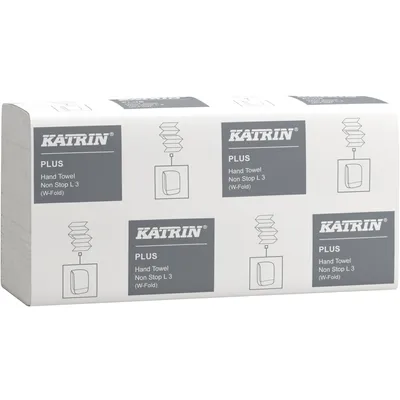 Produktbild von Katrin 61600, 90 Blätter, Papier, Weiß, EU Ecolabel, PEFC, Glass-and-fork symbol, ISO 9001, ISO 14001, GreenPack, 203 mm, 600 mm