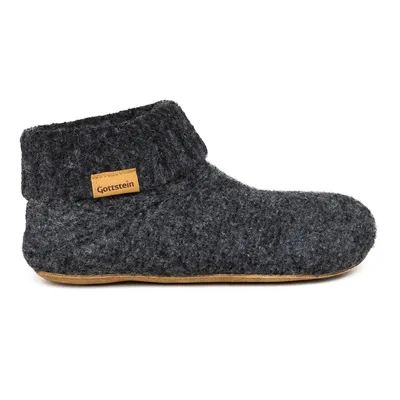 Produktbild von Gottstein Knit Boot Uni Wollstrick-Hüttenschuhe Schwarzmele (Charcoal), 48-700-4300