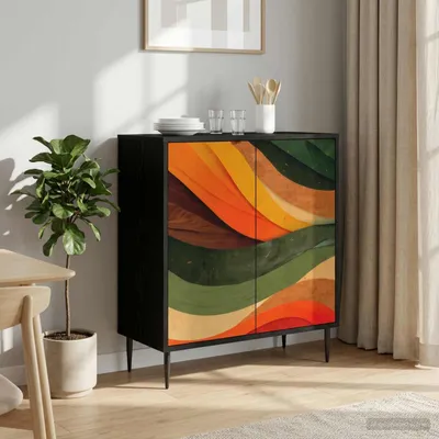Zdjęcie produktu dla Komoda boczna vidaXL BONN, czarna, imitacja dębu, 69 x 33 x 76 cm