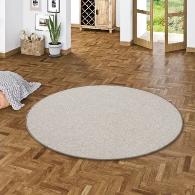 Produktbild von Feinschlingen Velour Teppich Strong Taupe Rund, Größe:133 cm Rund