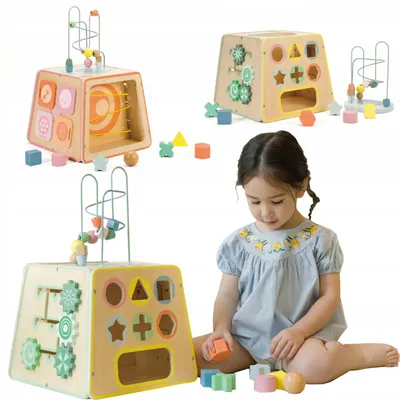 Zdjęcie produktu dla CLASSIC WORLD Drewniana Kostka Edukacyjna Sensoryczna 6w1