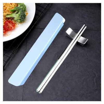 Produktbild von 1 Paar tragbare Essstäbchen mit Pull-Design und Etui, wiederverwendbare Metall-Edelstahl-Essstäbchen für Schule, Zuhause, Büro, Outdoor, Camping und Bento-Box, spülmaschinenfest