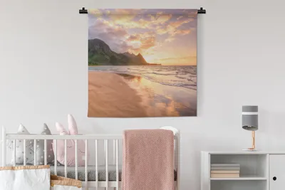 Produktbild von MuchoWow® Wandteppich Wandbehang Hawaii - Sonne - Strand 90x90 cm Tapisserie Dekoration Wandtuch - Wandaufhänger