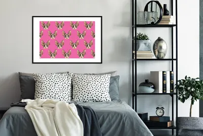 Produktbild von MuchoWow® MuchoWow® Gerahmtes Poster Haustier - Rosa - Muster 90x60 cm - Poster mit zchwarzem Bilderrahmen - Wanddekoration - Fotos
