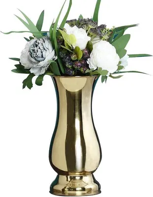 Productafbeelding van Famanu vaas van roestvrij staal voor bloemen - 8 cm x 21 cm, goudkleurig