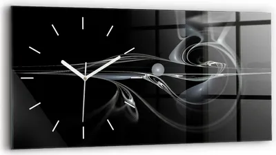 Produktbild von Wallfluent Wanduhr – Stilles Quarzuhrwerk - Uhr Dekoration Wohnzimmer Schlafzimmer Küche - Zifferblatt mit Strichen - weiße Zeiger - 60x30 cm - Abstrakter Rauch