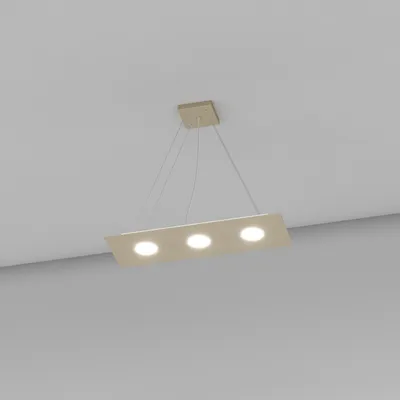 Image de Suspension Moderne Rectangulaire Métal Sable Métal 3 Luminaires Gx53