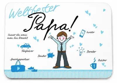 Produktbild von PPD Tray Weltbester Papa, Frühstücksbrettchen, Brettchen, Frühstück, Resopal, 14.3 x 23.3 cm, 661233