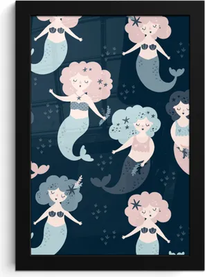 Produktbild von MuchoWow® MuchoWow® Gerahmtes Poster Meerjungfrau - Schnittmuster - Kind - Mädchen - Baby - Kinder 20x30 cm - Poster mit zchwarzem Bilderrahmen - Drucken - Bilder Poster im Rahmen