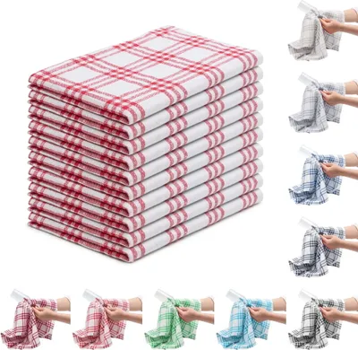 Produktbild von 10er PACK Geschirrtücher Küchentücher Trockentücher Grubentücher 100% Baumwolle, Farbe: Rot