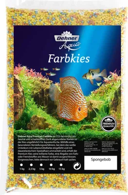 Produktbild von Dehner Aqua Aquarienkies Farbkies, Körnung 2 - 3 mm, 5 kg, gelb/hellblau/orange