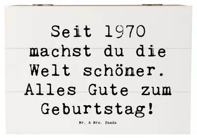 Produktbild von Mr. & Mrs. Panda Box Spruch 1970 Geburtstag 22 x 15 cm - Weiß - Geschenk, Schatzkiste, Erinnerungsbox, Glückwunsch, holzschatulle, geschenkkiste, Geburtstagsgeschenk, 50.