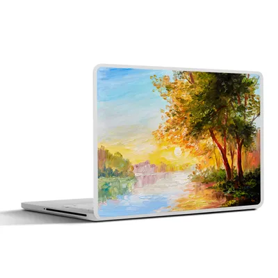 Produktbild von MuchoWow® Laptop Aufkleber Sticker Cover Natur - Malerei - Baum - Wasser 40x30 cm - Laptop Dekoration - Selbstklebend