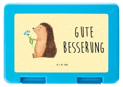Produktbild von Mr. & Mrs. Panda Snackbox Igel Blumen - Gelb Pastell - Geschenk, Aufbewahrungsbox essen, Genesungswünsche, krank, Brot, Krankenhaus, Gute Besserung, Krankheit, Bento Box