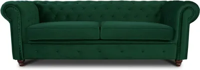 Produktbild von Easy4You Chesterfield Dunkelgrün 3-Sitzer Sofa Sofas für Wohnzimmer Sofagarnituren mit Holzfüße Set Sofas & Couches Velvet 78