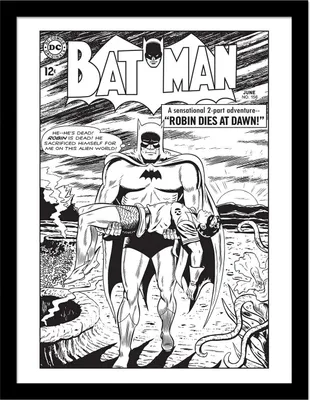 Produktbild von Batman - Gerahmtes Poster "Robin Dies At Dawn", Comic-Titelbild PM8228 (45 cm x 35 cm) (Schwarz/Weiß)