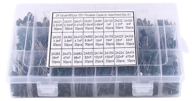 Kondensator-Set 660 Stück, 24 Werte, 100V, 0,22nF–470nF