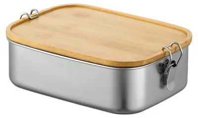 Edelstahl-Bento-Box 1200 ml, auslaufsicher, mit Bambusdeckel