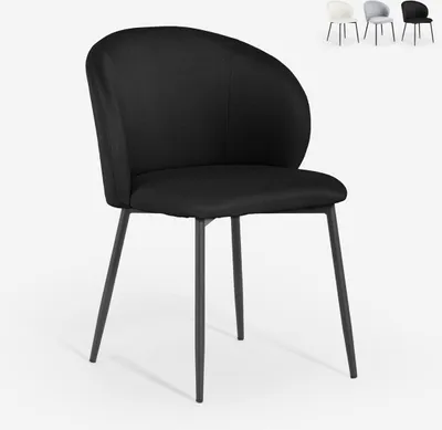 Image de Chaise de salle à manger et de cuisine moderne en tissu design Kadim - noir