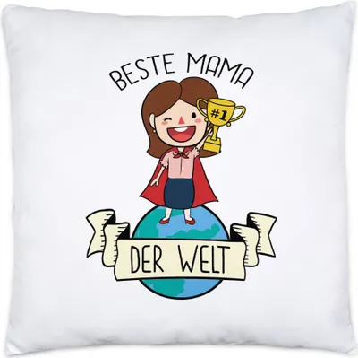 Produktbild von Beste Mama der Welt Kissen Inkl. Füllung Pokal 1. Platz Geschenkidee Muttertag Geburtstag