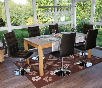 Obrázek produktu pro sada 6 jídelních židlí HWC-C41, židle kuchyňská židle, výškově nastavitelná otočná, Imitace kůže s certifikátem   hnědá