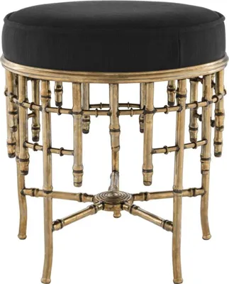 Produktbild von Casa Padrino Designer Hocker Vintage Messing / Schwarz 45,5 x H. 50 cm - Luxus Rundhocker