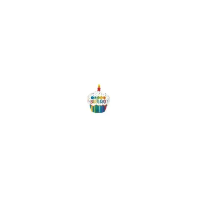 Produktbild von Folienballon SuperShape Rainbow Birthday Cupcake regenbogen 73x91cm