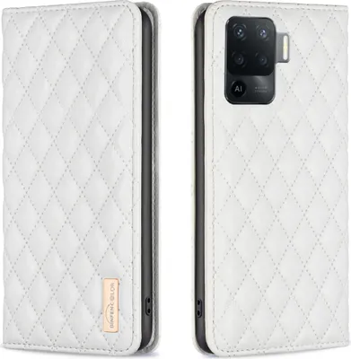 Produktbild von OPPO A94 4G Hülle, Elegant Bookstyle Flip Leder Kartenfächer Schutzhülle mit Ständer für OPPO A94 4G Reno5F F19 Pro Weiß