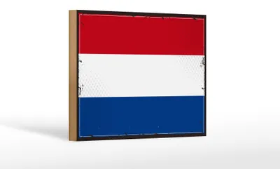 Produktbild von Holzschild Flagge Niederlande 18x12 cm Retro Netherlands Dekoration