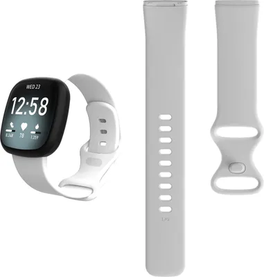 Produktbild von Silikon Ersatzband Armband für Fitbit Versa 3 / Sense „Sport“, S, Weiss