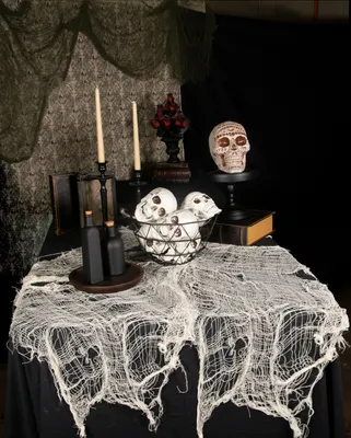 Produktbild von Beiger Halloween Deko Stoff im Fetzen-Look 300 x 75 cm