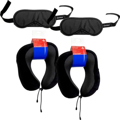 Image de Kit de voyage avec 2 oreillers cervicaux et 2 masques de sommeil
