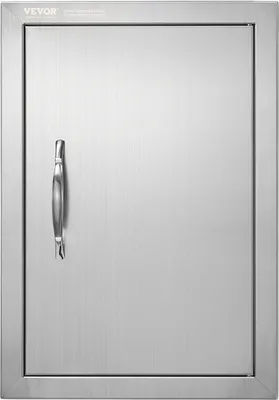 Produktbild von Grill-Zugangstür, 355 x 508 mm, Einzelne Außenküchentür, Flächenbündig Montierte Edelstahltür, Vertikale Wandtür mit Griff, für Grillinsel, Grillstation, Außenschrank