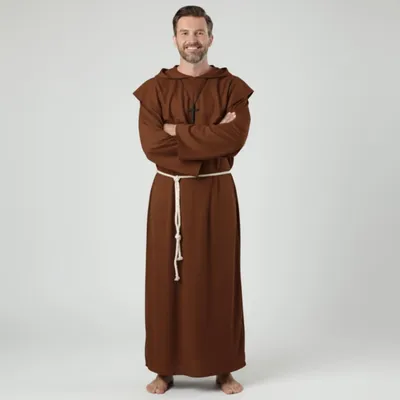 A man wearing a monk costume.