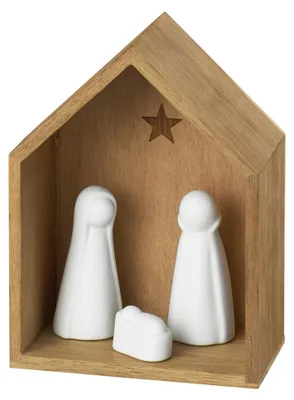 Obrázek produktu pro Malý dřevěný Betlém s porcelánovými figurkami