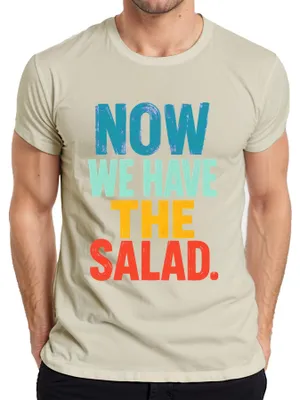 Productafbeelding van Nu hebben we het "Salad Denglish" grappige statement T-shirt voor heren, in natuurlijke kleur, maat XL