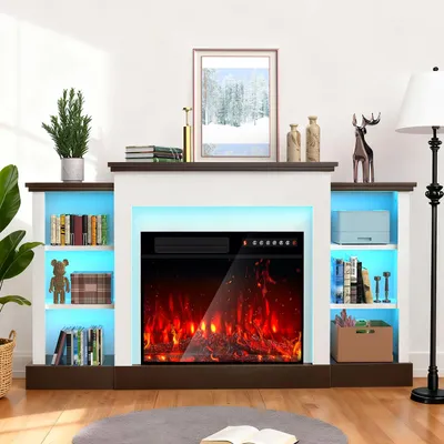 Produktbild von Elektrokamin 1500W mit TV-Schrank, 6 Ablagefach, LED-Licht mit 20 Farben & 22 Modi,12 Flammenfarben,Timer, Thermostat,Fernbedienung,Überhitzungsschutz