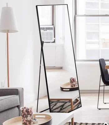 Productafbeelding van Spiegel met zwart metalen frame - 140 x 40 cm