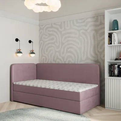 Produktbild von Masseno Boxspringbett GINA 100x200 cm Komplett-Set mit Bonell Matratze und Topper, Polsterbett mit Bettkästen -Rosa, KRONOS 27