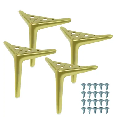Produktbild von Möbelbeine 18 cm, Haarnadel-Design, gebürstetes Gold, Set mit Schrauben, elegante Möbelfüße, 4 Stück