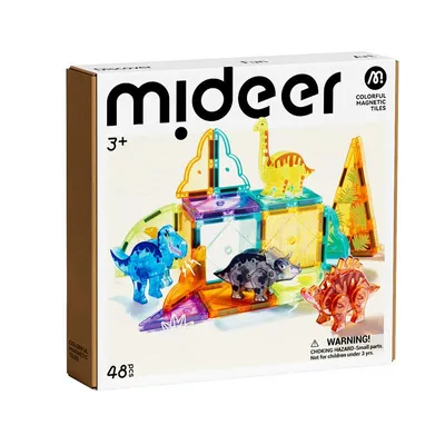 Zdjęcie produktu dla Mideer Kolorowy zestaw magnetyczny Dinozaury 48 elementów