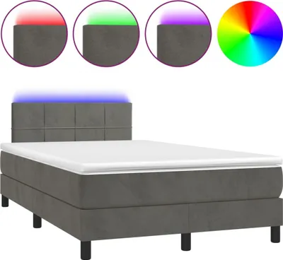 Immagine prodotto di vidaXL Letto a molle con materasso e LED grigio scuro 120x200 cm in velluto