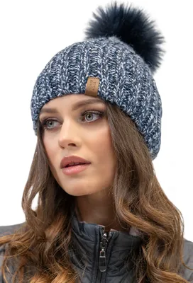 Immagine prodotto di Vivisence Berretto invernale con pompon per donna Autunno Donna Berretto invernale con pompon Fodera antistatica Perfetto per le fredde giornate invernali Modello 7086, Blu scuro, Taglia unica