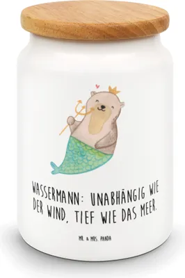 Produktbild von Mr. & Mrs. Panda Dose Wassermann Astrologie - Weiß - Geschenk, Vorratsbehälter, Kaffeedose, Sternzeichen, Aufbewahrungsdose, Geburtstagsgeschenk, bonbondose, salzdose