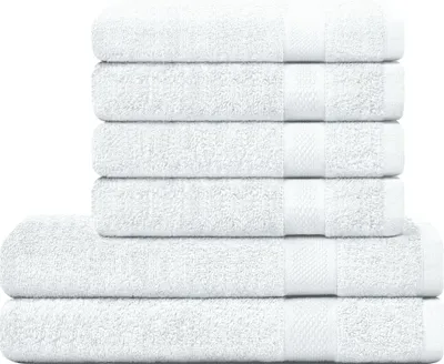 Produktbild von CAMRY Handtuch Set 6-teilig - 4 Handtücher 50x100 cm und 2 Badetücher 70x140 cm aus 100% Baumwolle 500 g/m² - weiche und saugstarke Tücher in Farbe Weiß