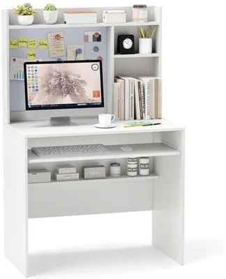 Image de Bureau avec tableau blanc magnétique - Blanc - 89x50x138 cm - Bureau informatique
