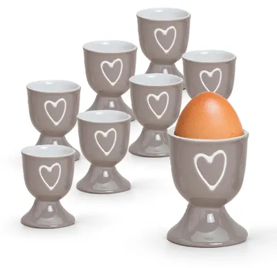 Produktbild von Einfarbige Steingut Eierbecher Landhaus-Stil 8-tlg. Set taupe